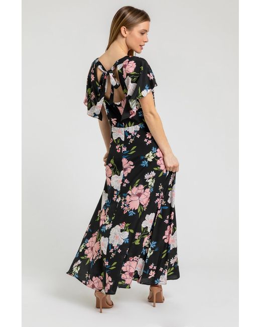 Roman Petite Black Floral Print Maxi Dress