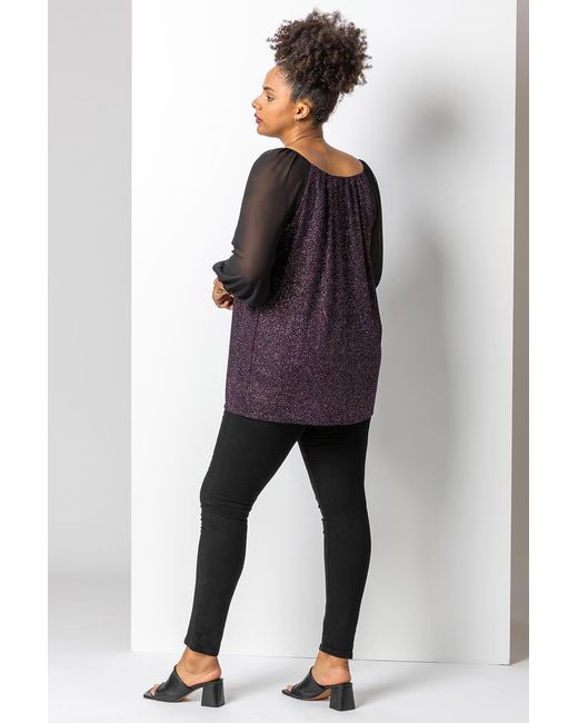 Roman Curve Pink Glitter Pleat Detail Top