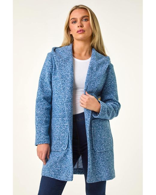 Roman Petite Blue Hooded Edge To Edge Coatigan