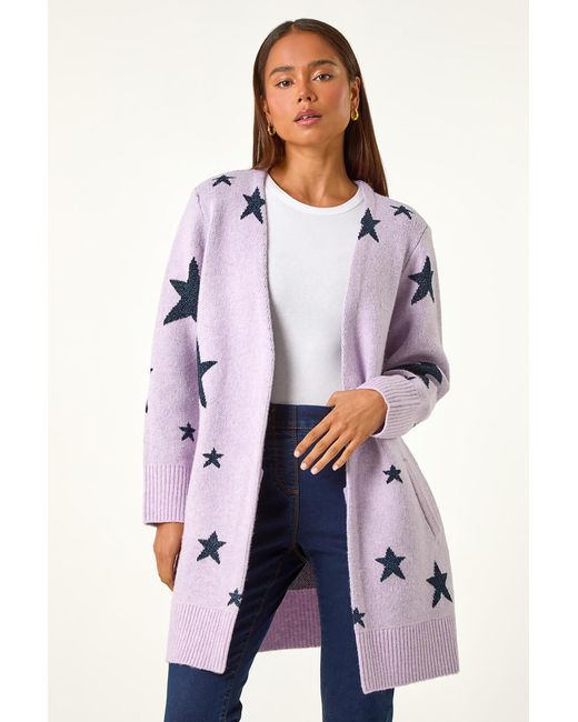 Roman Petite Blue Metallic Star Pocket Cardigan