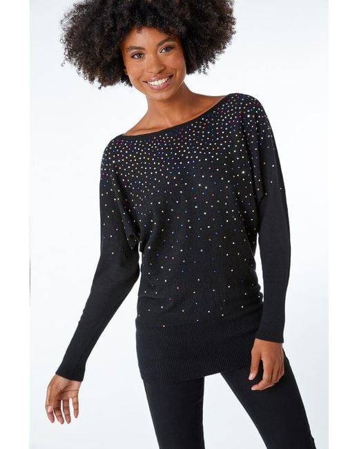 Roman Black Diamante Sparkle Embellished Jumper