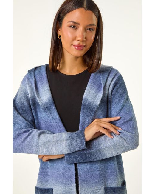 Roman Blue Spacedye Hooded Cardigan