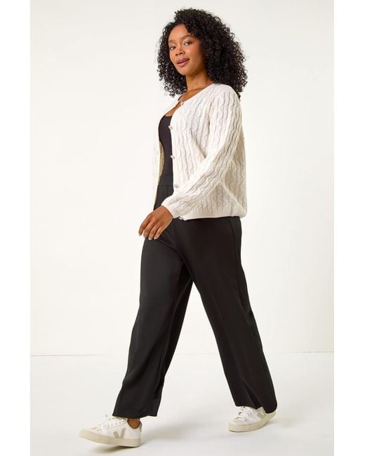Roman Petite Black Cable Knit Cardigan