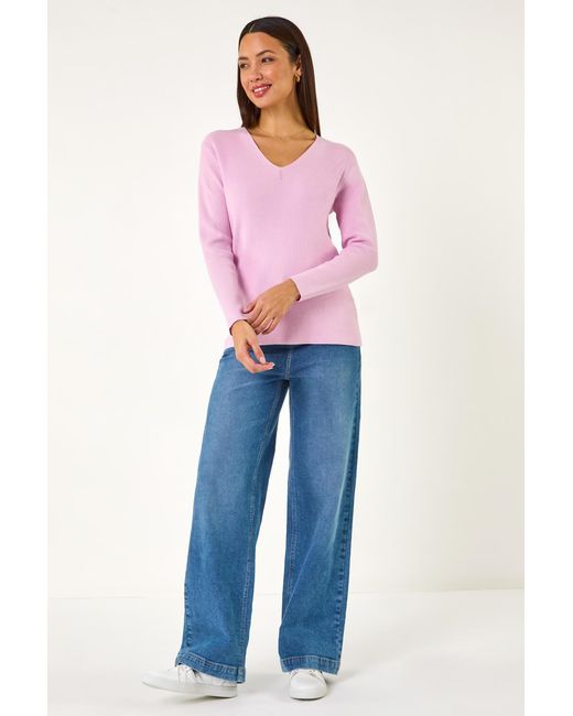 Roman Pink Soft Knit V-Neck Jumper