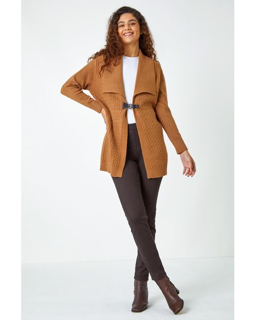 Roman Brown Collared Cable Knit Cardigan