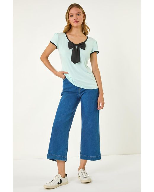 Roman White Bow Front Stretch Top
