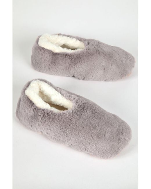 Roman Gray Fluffy Faux Fur Lofty Slippers