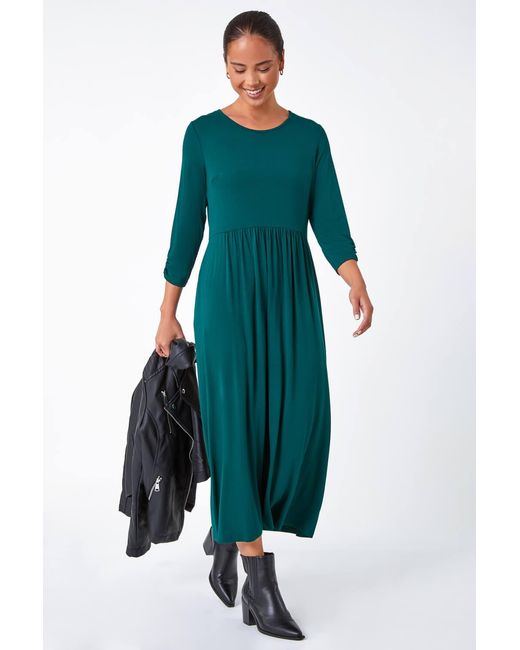 Roman Petite Green Stretch Jersey Midi Dress