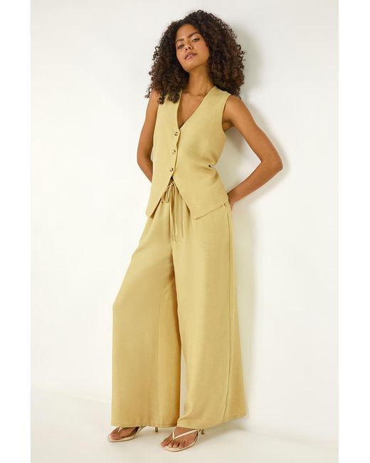 D.u.s.k Yellow Elasticated Waist Wide Leg Trouser