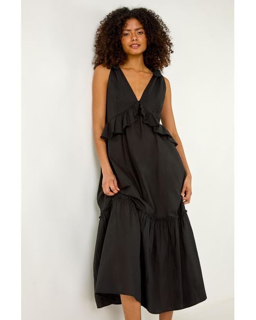 D.u.s.k Black Bow Detail Poplin Midi Dress