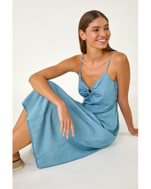 Roman Blue Ring Centre Midi Dress