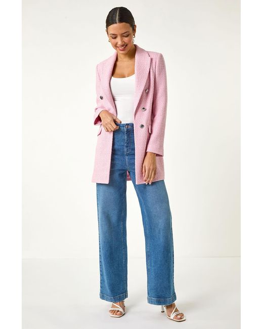 Roman Blue Tailored Longline Boucle Jacket