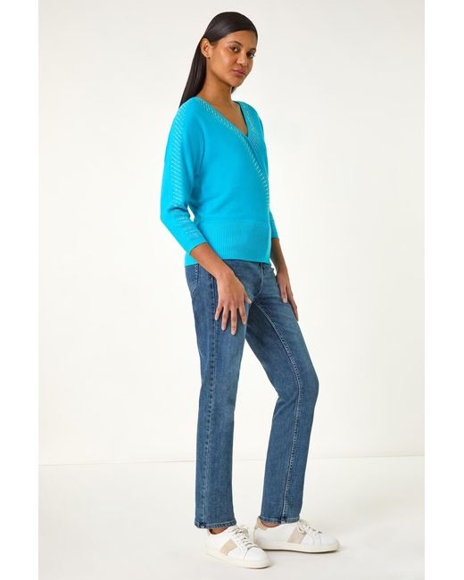 Roman Blue Embellished Knit Jumper