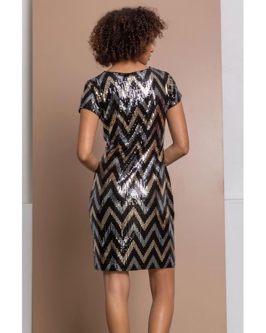 D.u.s.k Metallic Zig Zag Sequin Dress