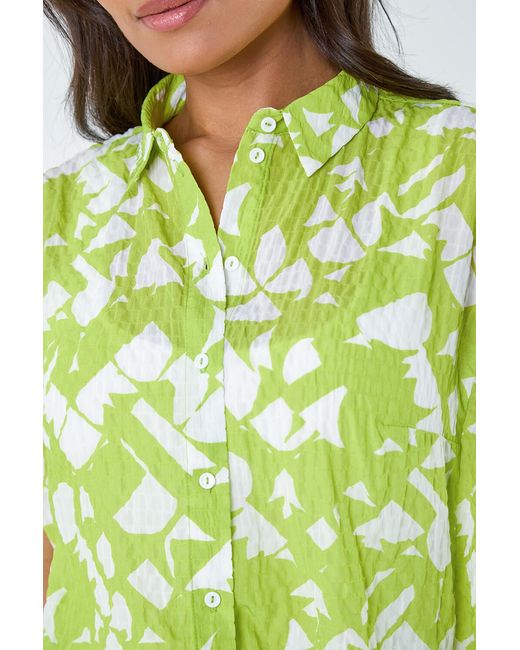 Roman Blue Abstract Print Textured Shirt