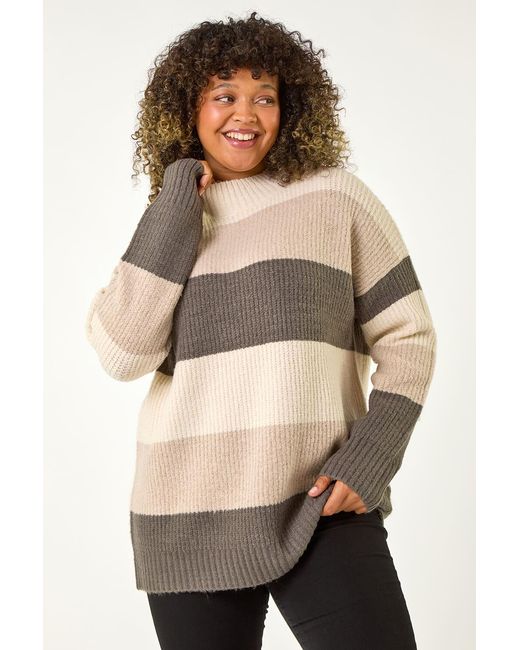 Roman Curve Natural Colour Block Stripe Knit Jumper
