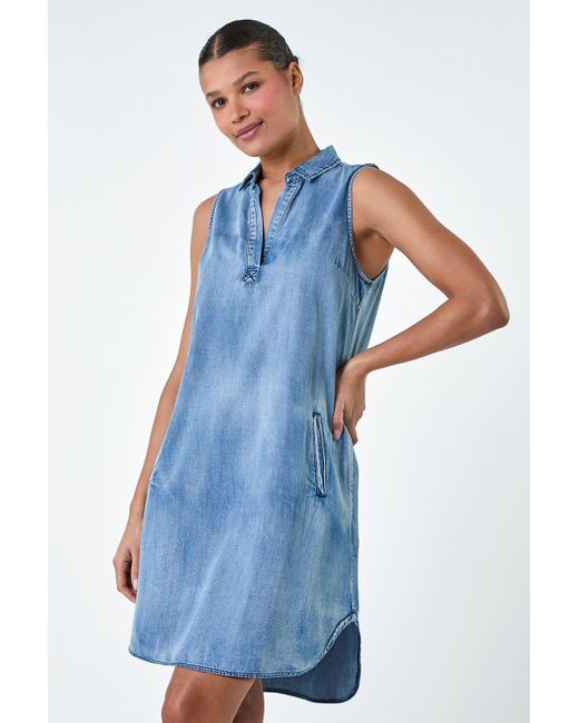 Roman Blue Originals Cotton Denim Pocket Dress