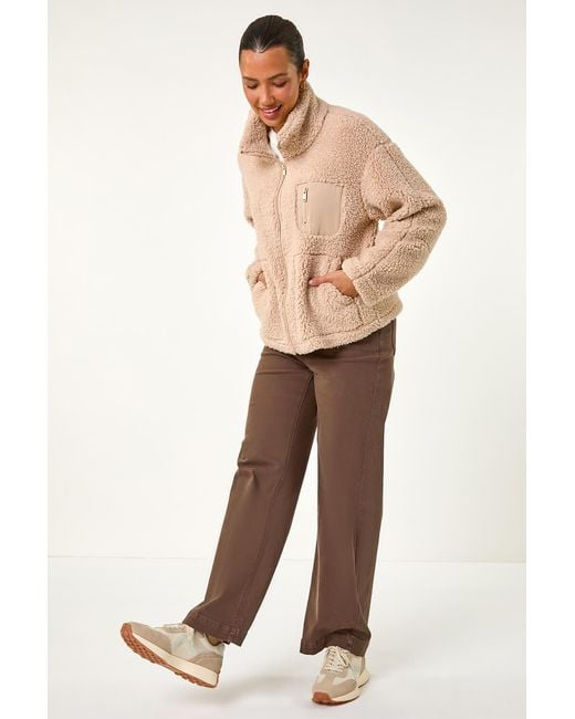 Roman Brown Funnel Neck Fleece Jacket
