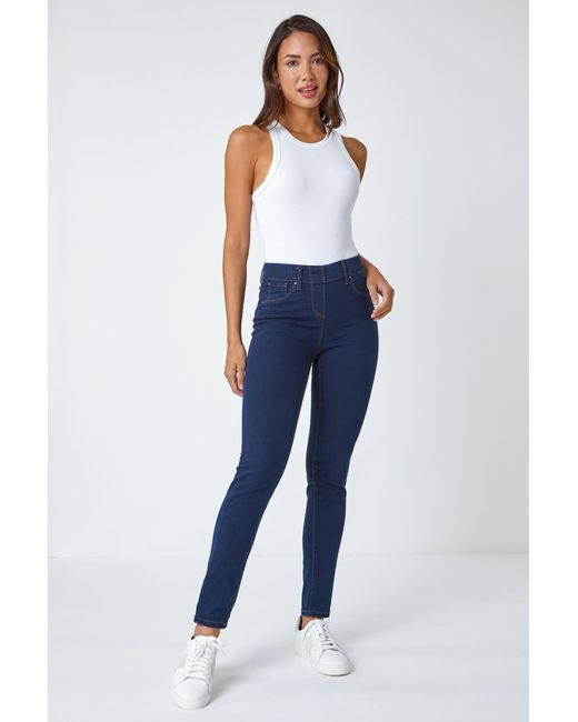 Roman Blue Stretch Fit Mid Rise Denim Jean Jeggings