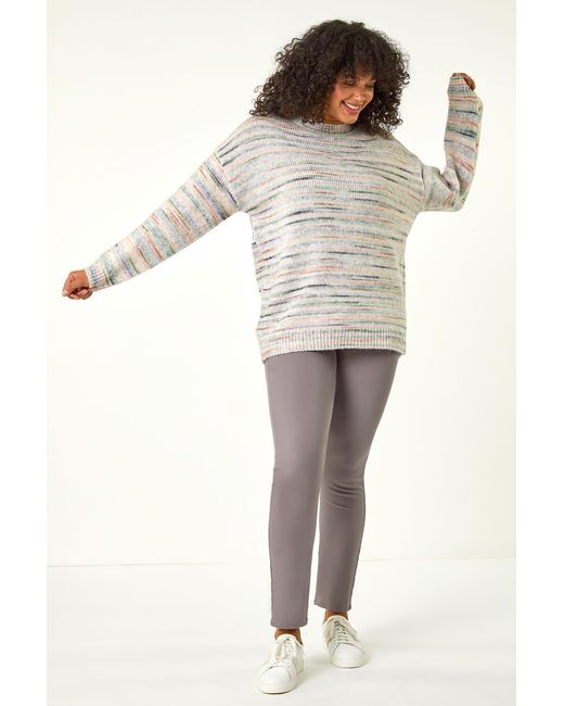 Roman Curve Gray Broken Stripe Knit Jumper