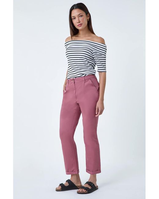 Roman Pink Cotton Blend Washed Chino Trousers