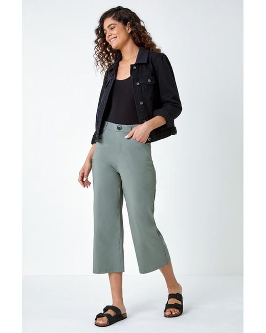 Roman Blue Cropped Stretch Culotte