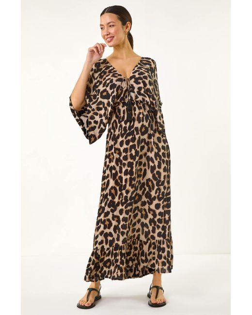 Roman Black Animal Print Boho Maxi Dress