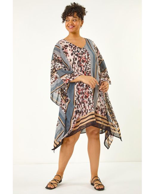 Roman Curve Natural Contrast Print Kaftan