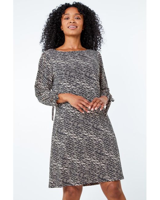 Roman Petite Black Printed Tunic Dress