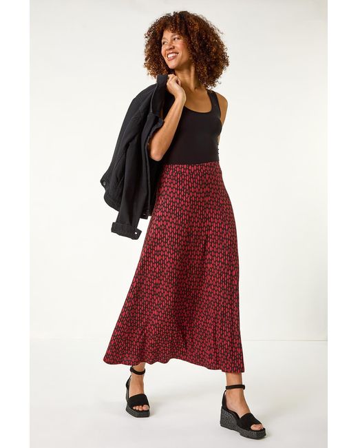 Roman Red Tear Drop Panel Maxi Skirt