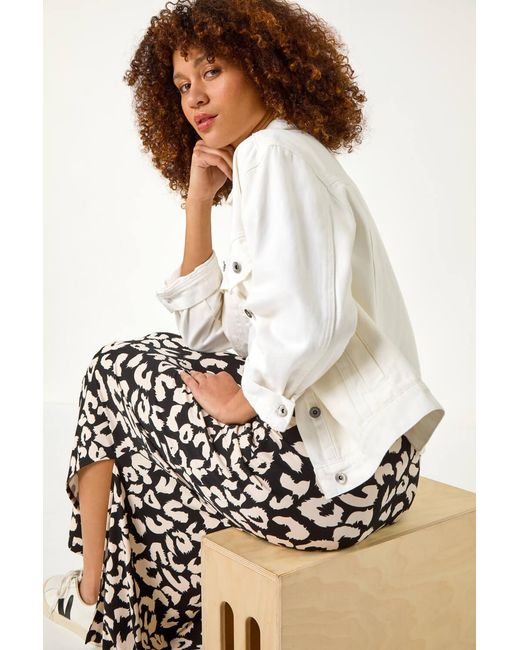 Roman White Animal Print Maxi Skirt
