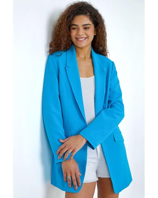 Roman Blue Longline Blazer Jacket