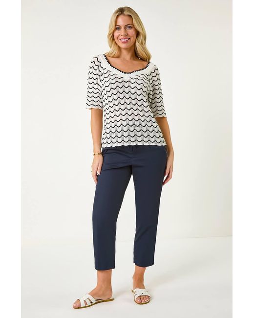 Roman Petite Gray Wave Print V-Neck Knit Jumper