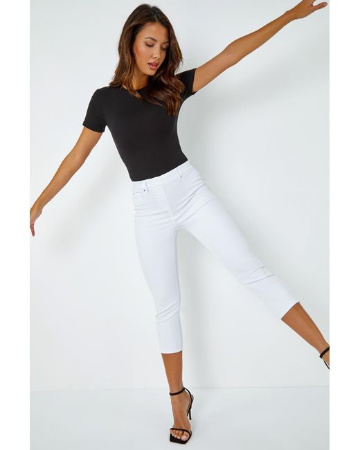 Roman White Cropped Stretch Denim Jegging