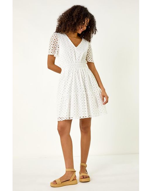 D.u.s.k White Broderie Anglaise Tiered Dress