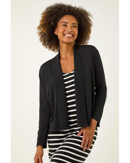 Roman Black Ribbed Detail Shrug
