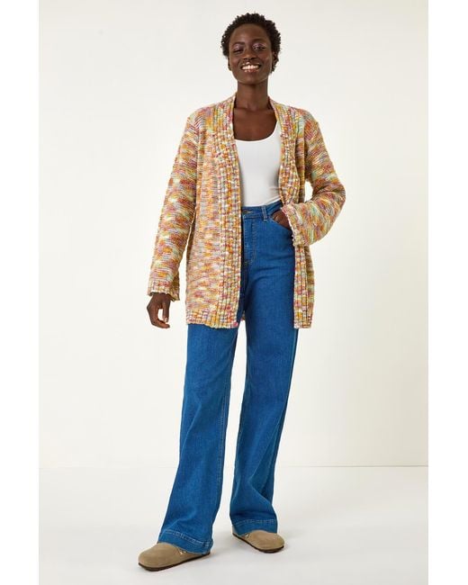 Roman Natural Purl Longline Knit Cardigan