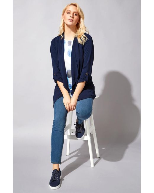 Roman Blue Tab Sleeve Waterfall Jacket