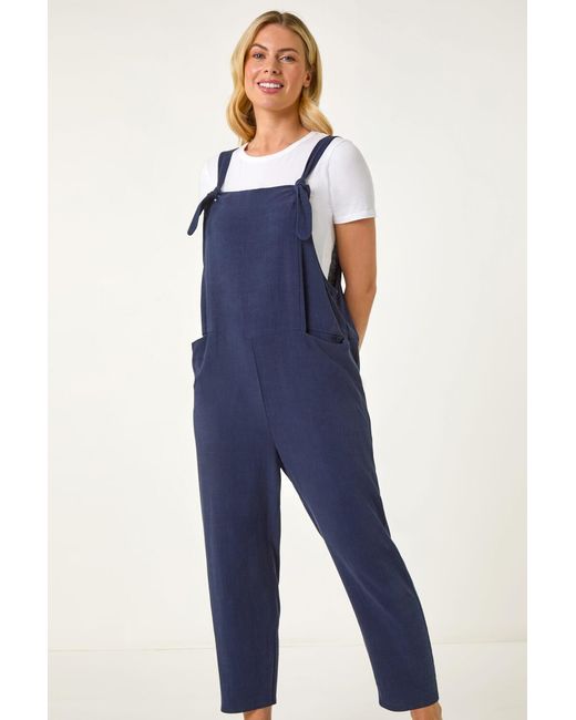 Roman Petite Blue Strap Woven Jumpsuit