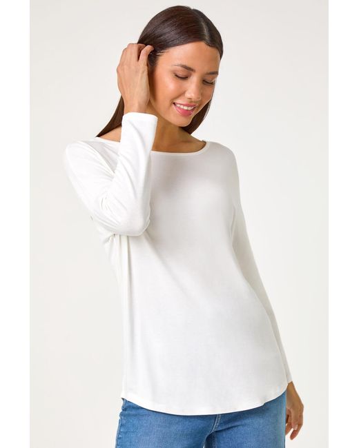 Roman Blue Long Sleeve Stretch Top