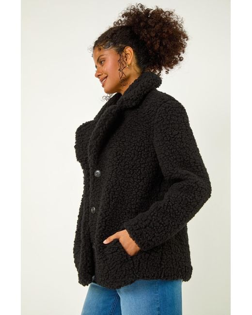 D.u.s.k Blue Textured Borg Pocket Short Coat