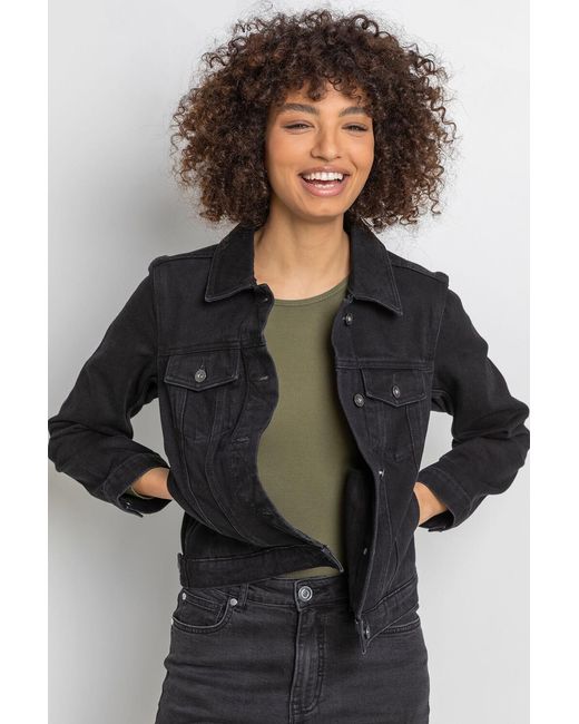 Roman Black Classic Cotton Denim Jacket