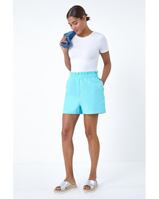 Roman Blue Linen Blend Pocket Shorts