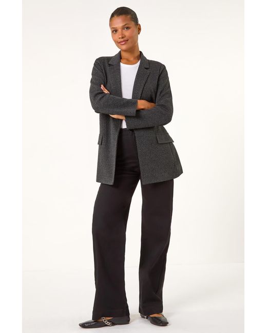 Roman Black Textured Stretch Pocket Blazer