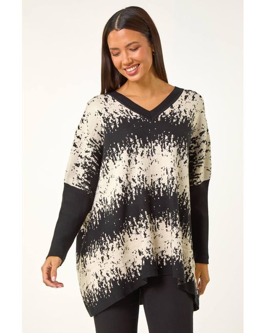 Roman Black Abstract Stripe Knitted Jumper