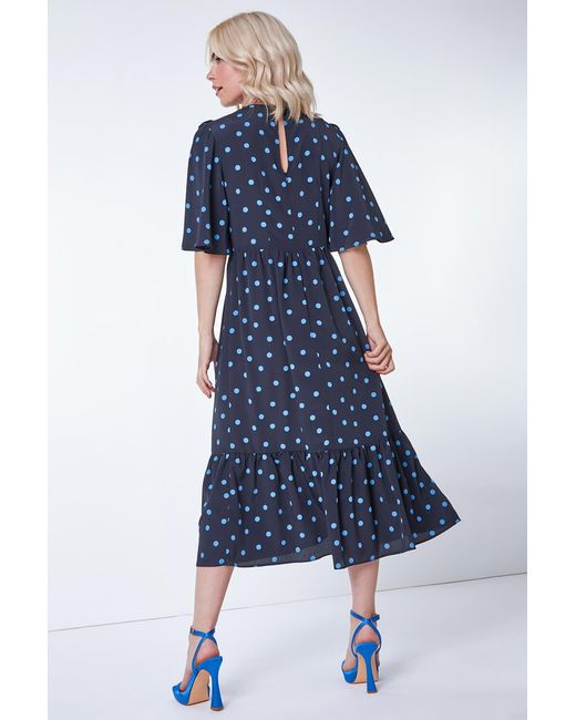 D.u.s.k Black Spot Print Angel Sleeve Maxi Dress