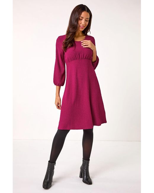 Roman Textured Empire Waist Stretch Dress