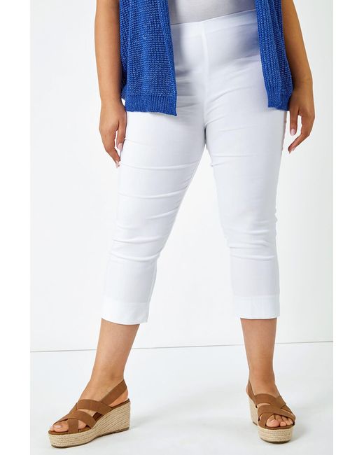 Roman Curve White Cropped Stretch Trouser