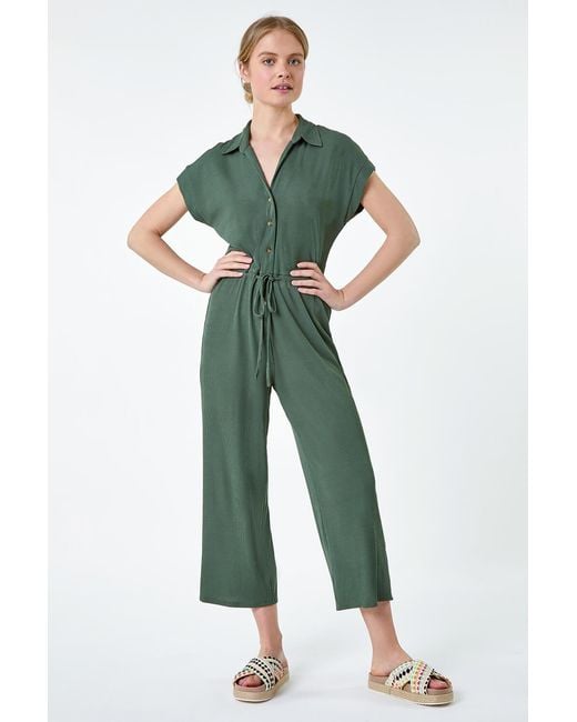 Roman Green Ribbed Stretch Jersey Jumpsuit