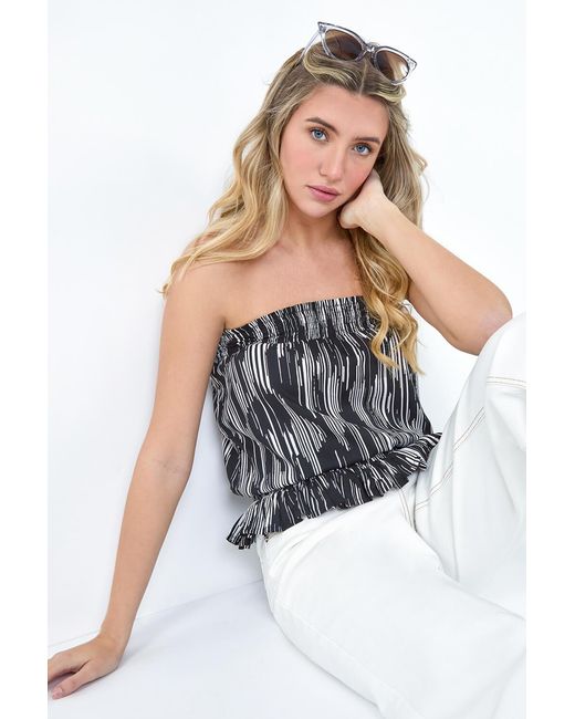 D.u.s.k Black Abstract Print Stretch Bandeau Top
